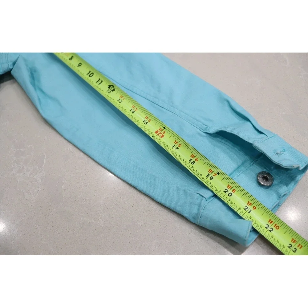 Denim & Co Light Aqua XL Twill Jean Jacket with Scalloped Bottom